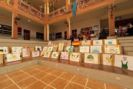 The University College of Art and Design at IUB organized a colorful art display to portray workers' rights.