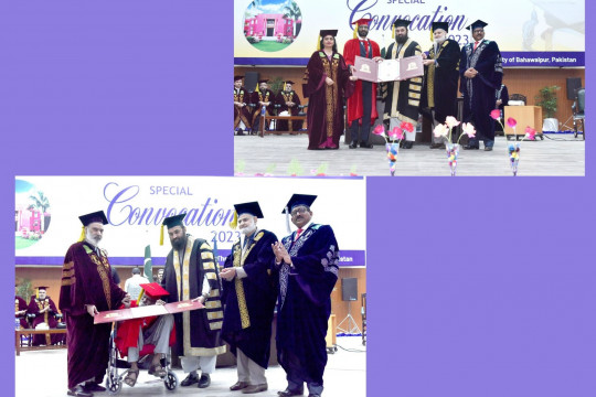Two famous personalities Mr. Shakir Shuja Abadi and Mr. Javed Chaudhry were awarded honorary degrees of Ph.D