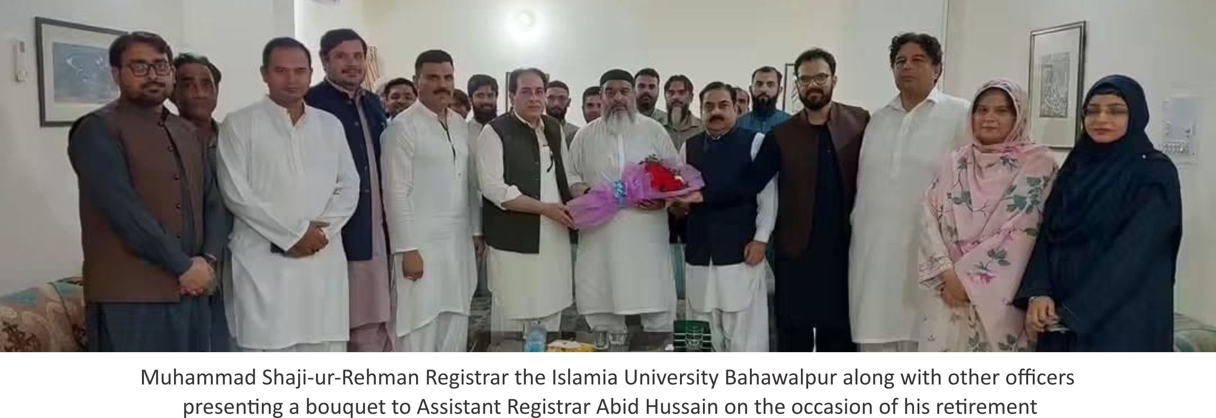 A farewell ceremony was held in honour of Mr. Abid Hussain Assistant Registrar on his retirement