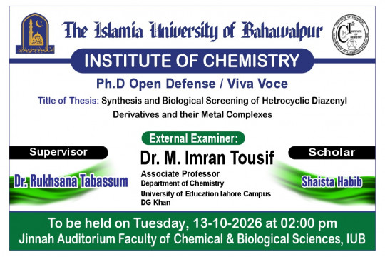 PhD Open Defense at Institute of Chemistry, IUB