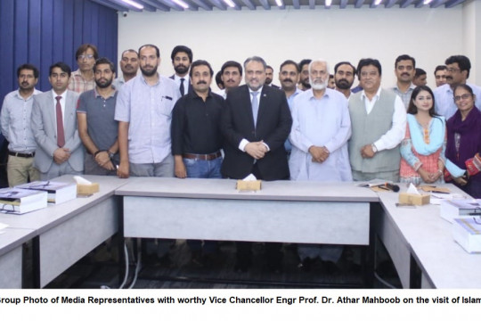 Worthy Vice Chancellor Engineer Prof. Dr. Athar Mahboob met the Media Representative during his visit to Islamabad