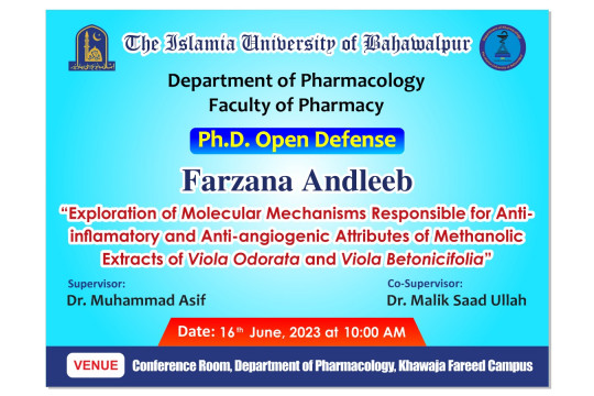 PhD Open Defense at the Department of Pharmacology, IUB