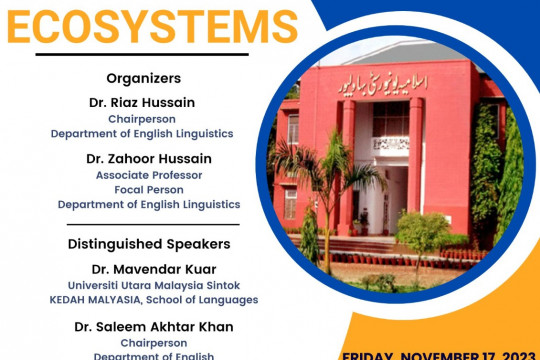 Webinar, “Language and Ecosystems” organized by Department of English Linguistics, IUB will be held on 17 November 2023