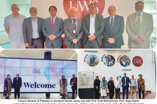 Prof. Dost Muhammad, Prof. Najia Sahar and Dr. Muhammad Suleman from IUB visited the University of West of Scotland, UK