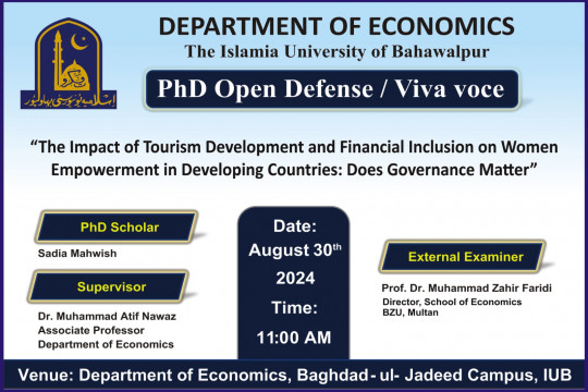 PhD open defense at the Department of Economics, IUB