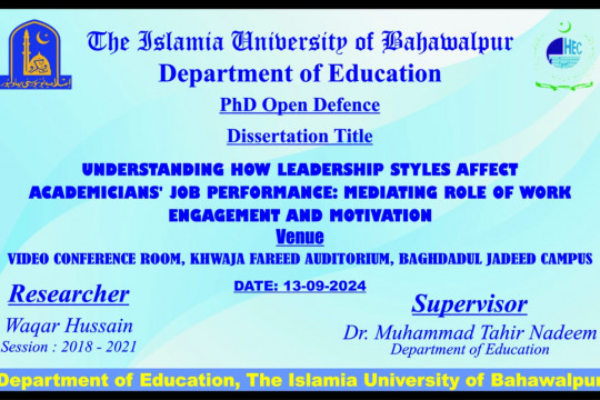 PhD Open Defense at the Department of Education, IUB