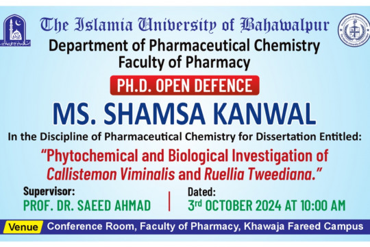 PhD Open Defense at the Department of Pharmaceutical Chemistry, IUB