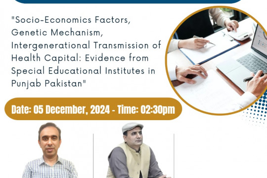 On December 5, 2024, PhD scholar Muhammad Akbar of the Department of Economics, IUB will have an open defense