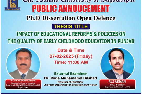 Ali Adnan, PhD scholar who belongs to the Department of Education, will have his open defense on Feb 7, 2025