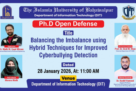 On Jan 28, 2026, Mavara Malik, a PhD scholar in the Department of Information Technology, will defend her thesis.