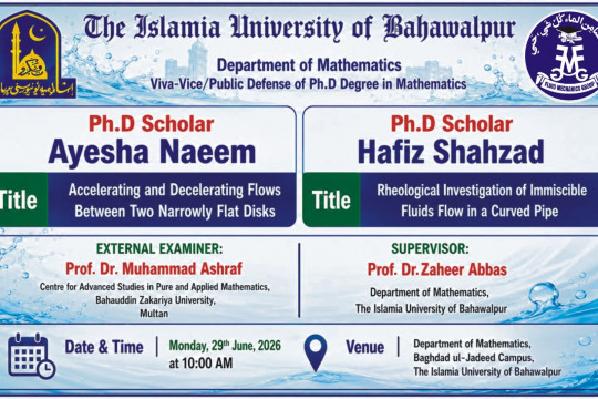 Two PhD scholars from the Department of Mathematics will publicly defend their thesis on 29 June, 2026.