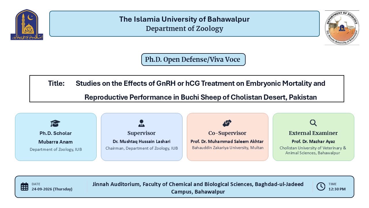 PhD Open Defense at Department of Zoology, IUB