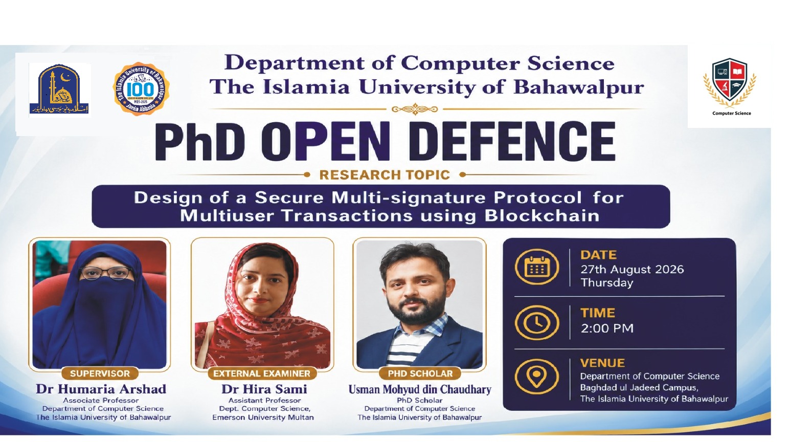 PhD Open Defense at Department of Computer Science, IUB