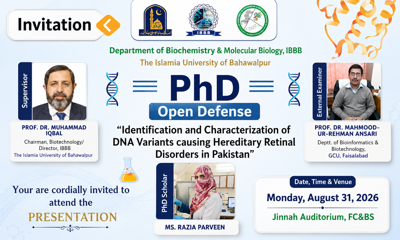PhD open defense at Department of Biochemistry and Molecular Biology, IUB