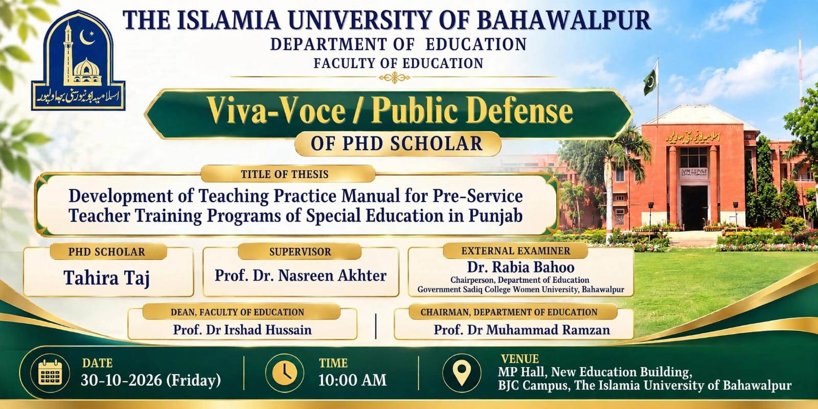 PhD Open Defense at department of Education