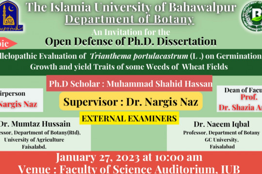PhD open Defense at Department of Botany